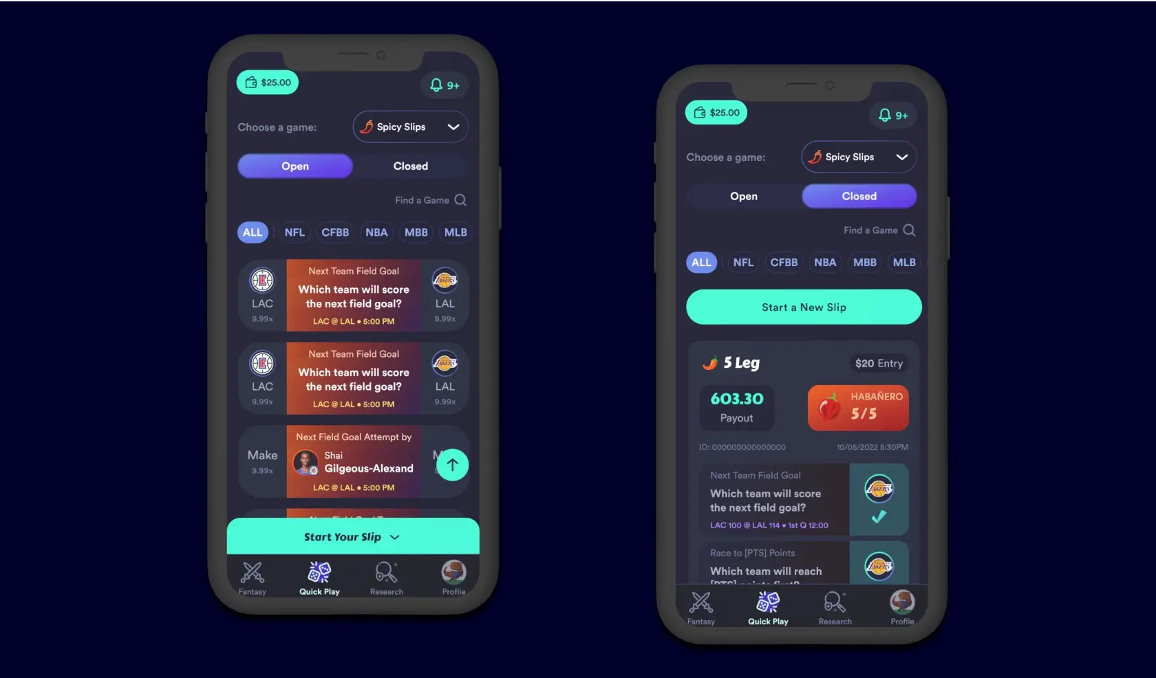 Predict live sports, earn cash with correct streaks, multiplying by risk score. Unique live-action fantasy sports game.