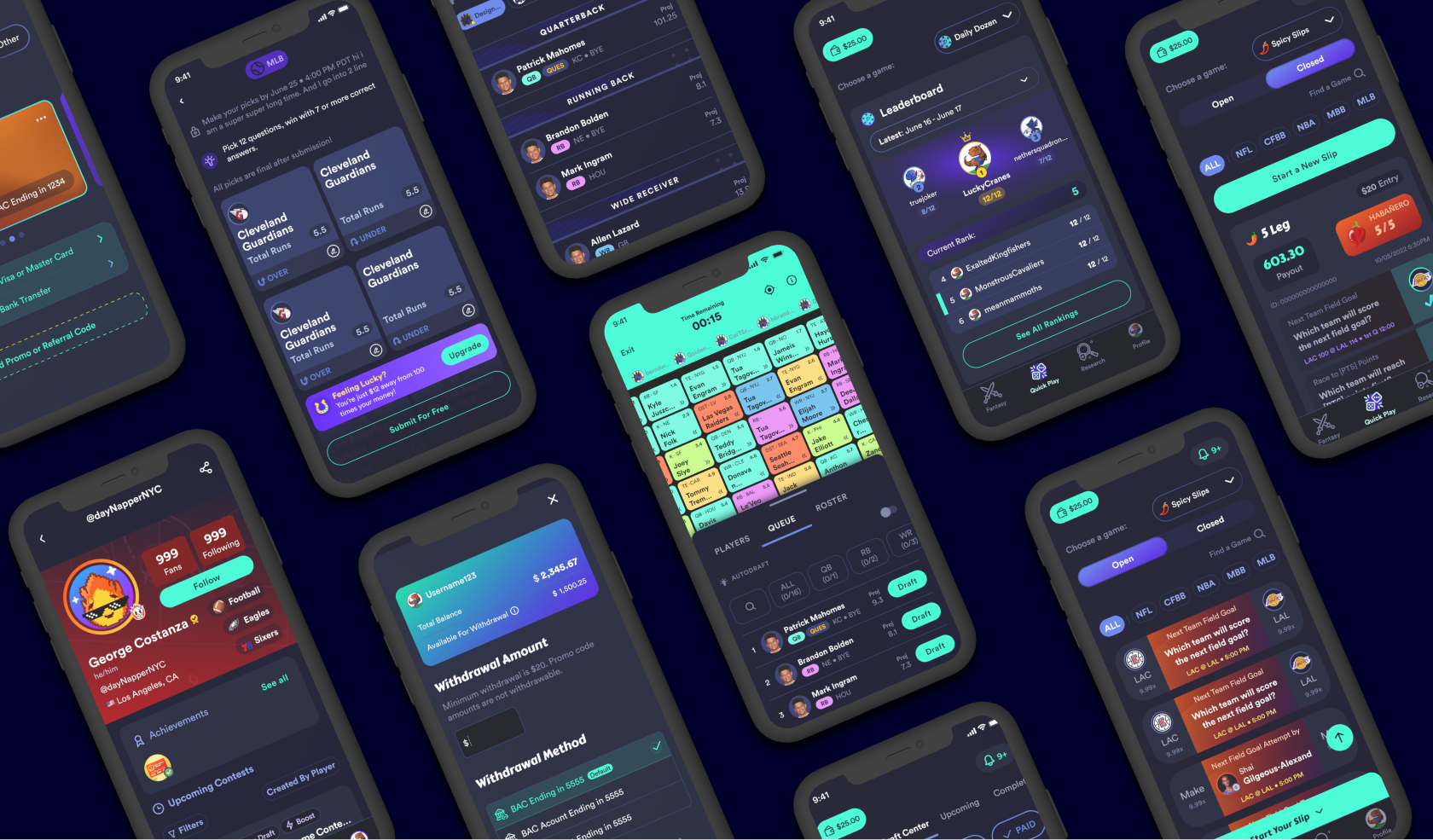 Make a top fantasy sports site like ESPN, with unique games, live scores, chat, and cash prizes, plus fast loading and security.